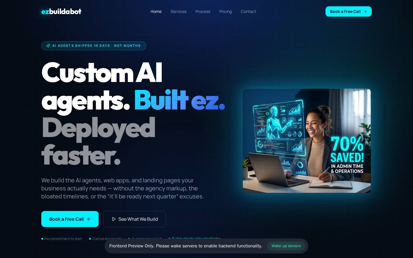 ezBuildabot — Custom AI agents. Built ez. Deployed faster.