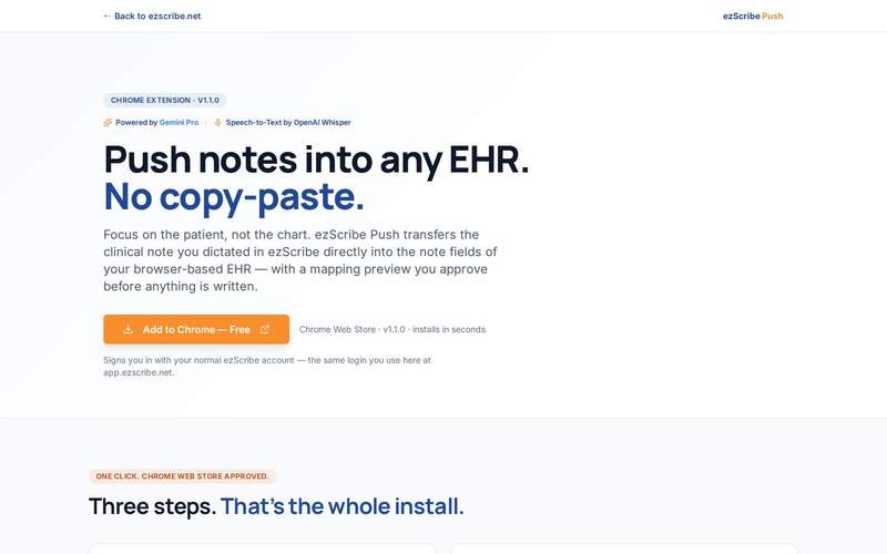 ezScribe Chrome Add-In — live site preview